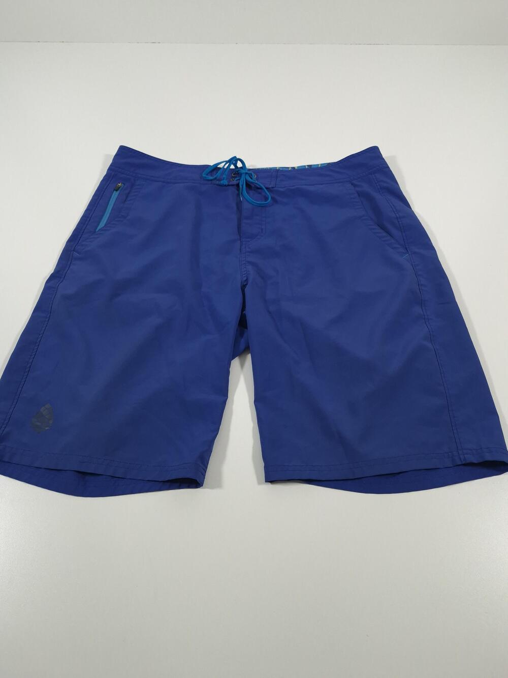 Stio Skyline Royal Board Shorts Mens 36 Blue Solid Stretch Swim Trunks Pockets